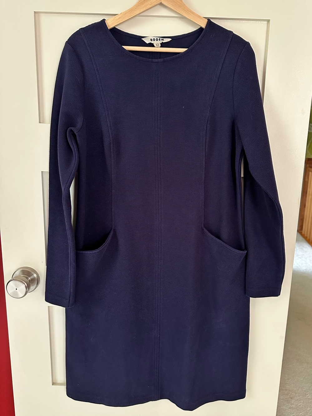 Boden Ottoman Navy Long-Sleeve Shift Dress